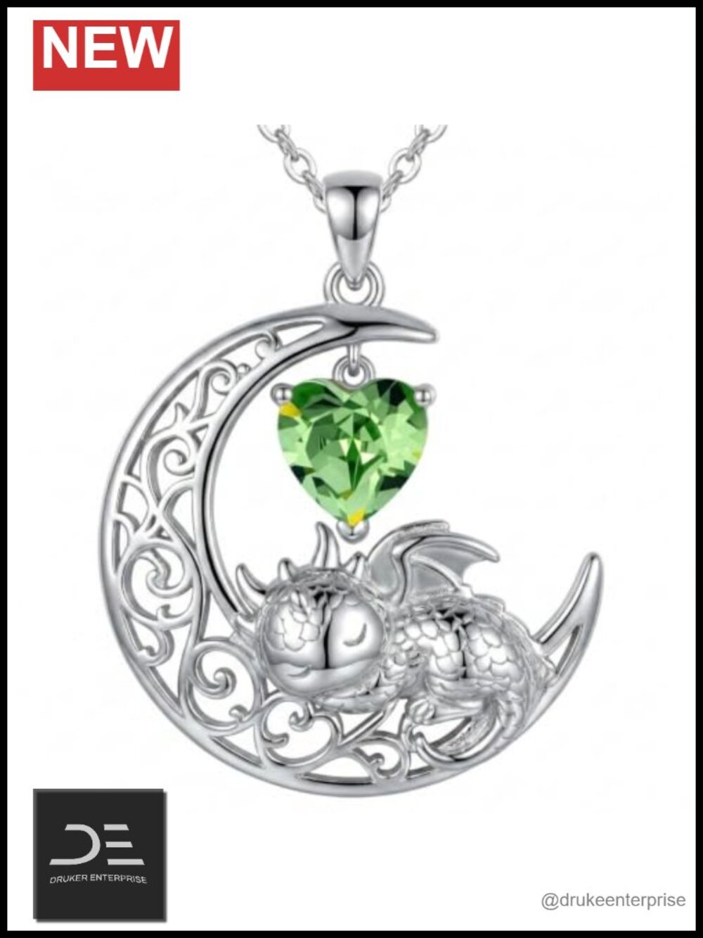 Sterling Silver Dragon Pendant Necklace for Women Birthstone, Gift for Mom